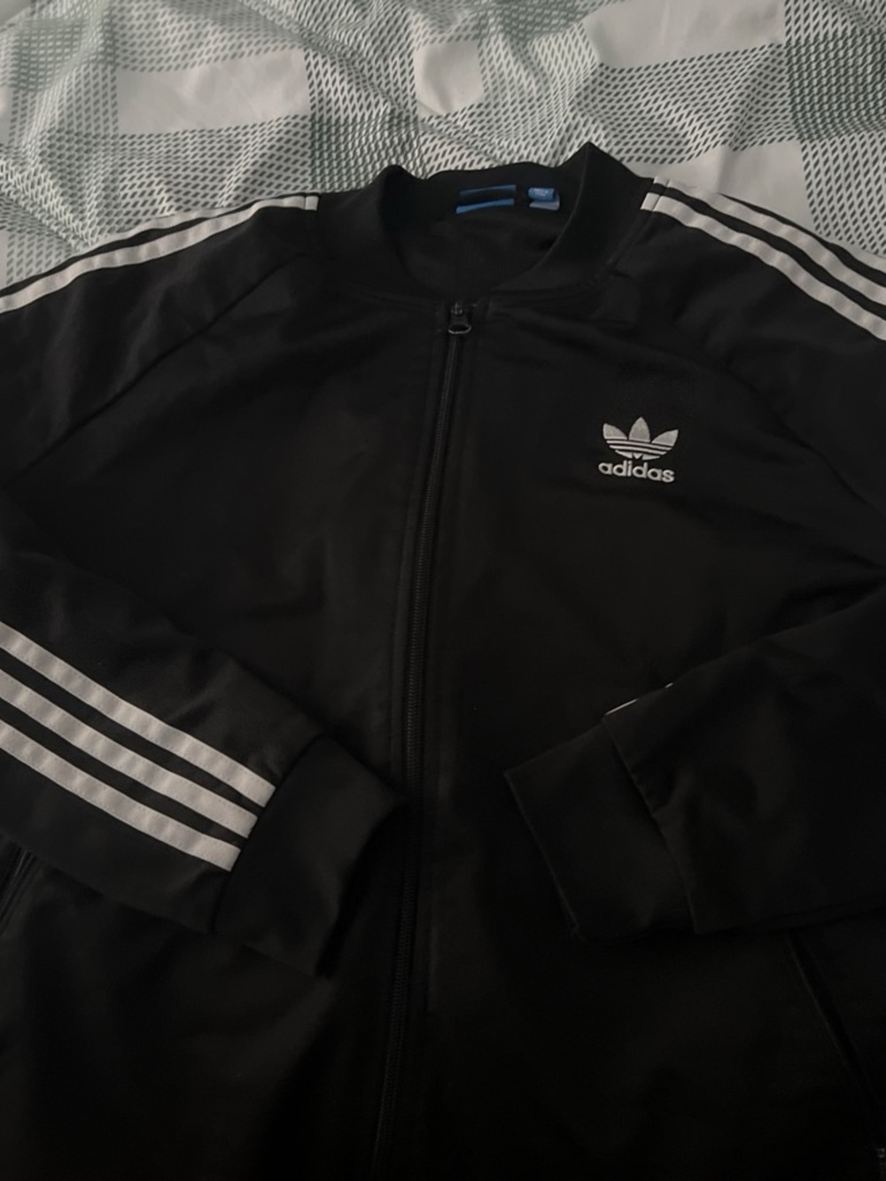 adidas Black Jacket with White Three-Stripes